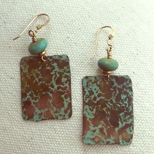 Metal hammered/acid washed earrings